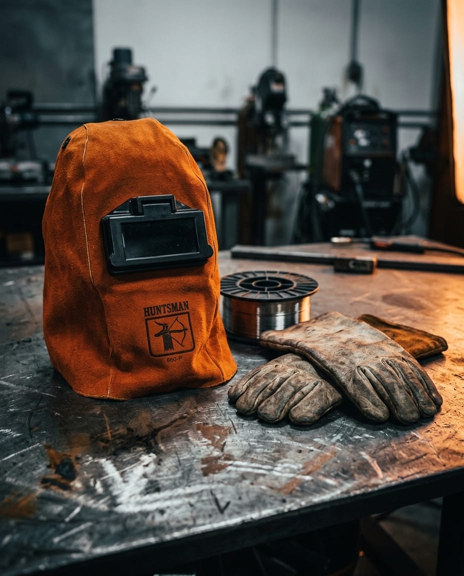 Leather welding helmet — Workshop Lifestyle | Generated by Modelize