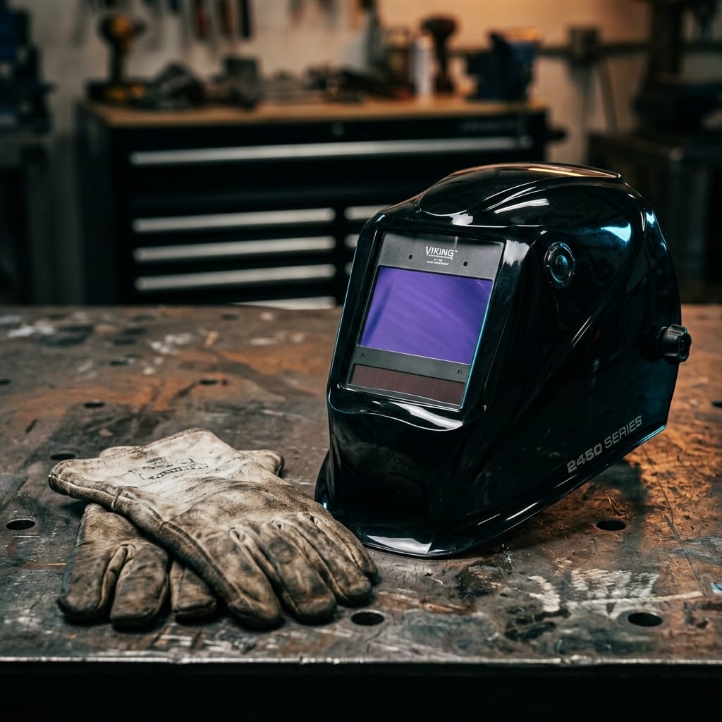 Auto-darkening welding helmet — Workshop Lifestyle | Generated by Modelize
