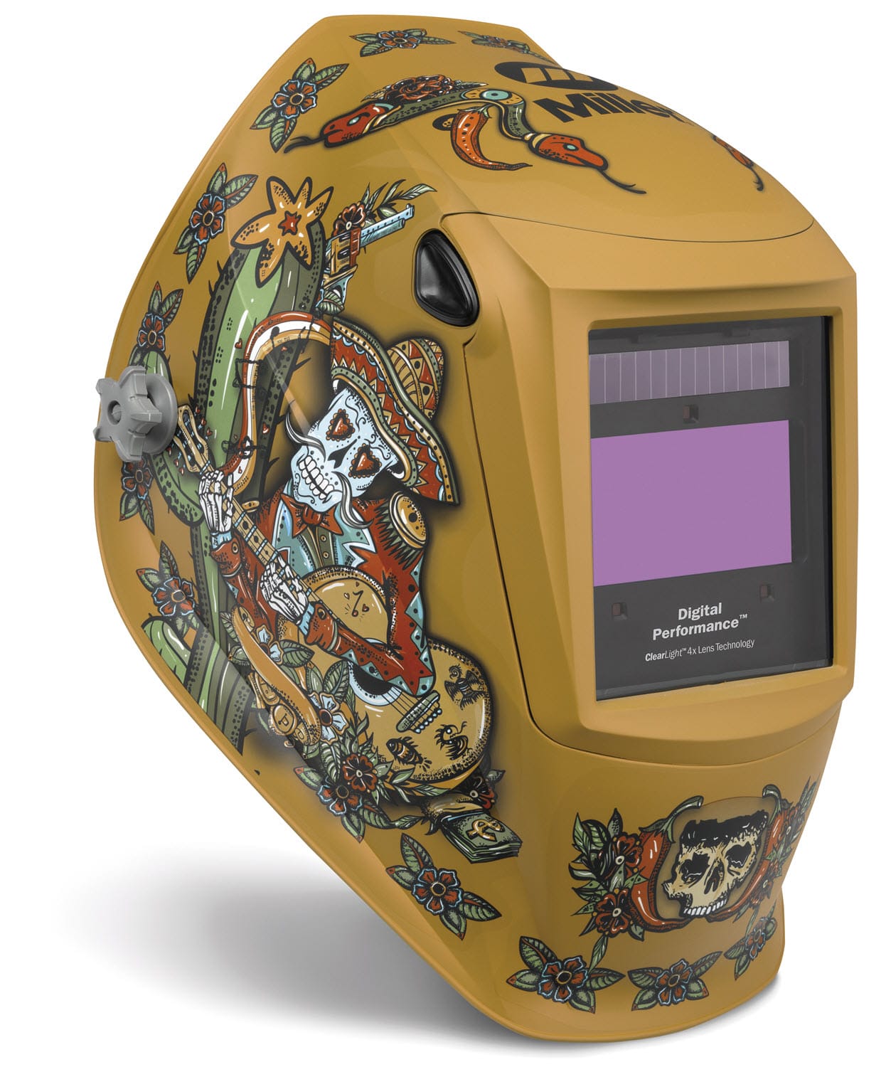 Miller Digital Performance welding helmet with Day of the Dead themed graphic