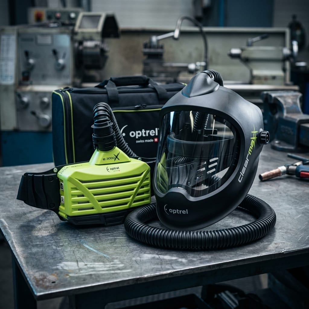 PAPR System and Grinding Helmet — Workshop Lifestyle | Generated by Modelize