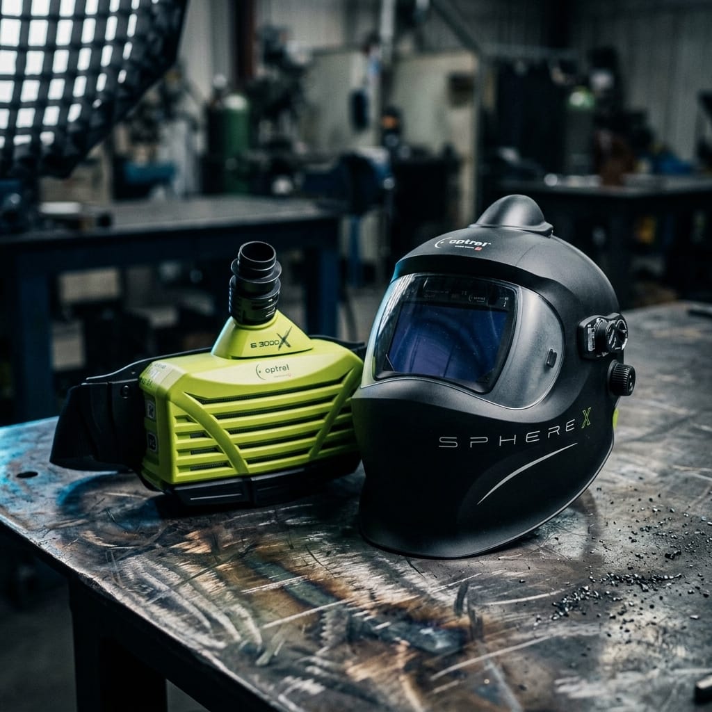 Welding Helmet and PAPR System — Workshop Lifestyle | Generated by Modelize