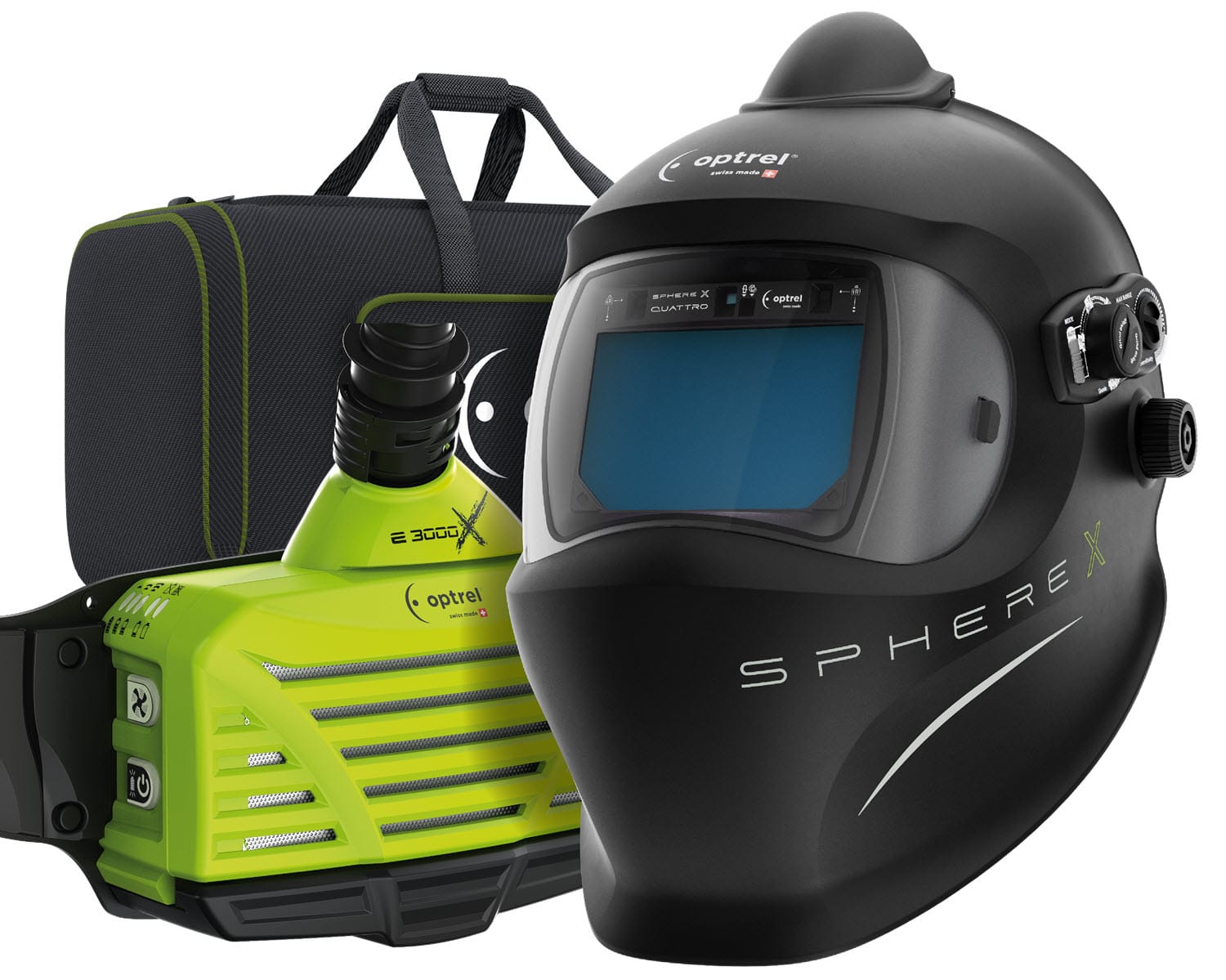 Optrel e3000x PAPR w/Sphere X 2.5 Black Welding Helmet 4580.056