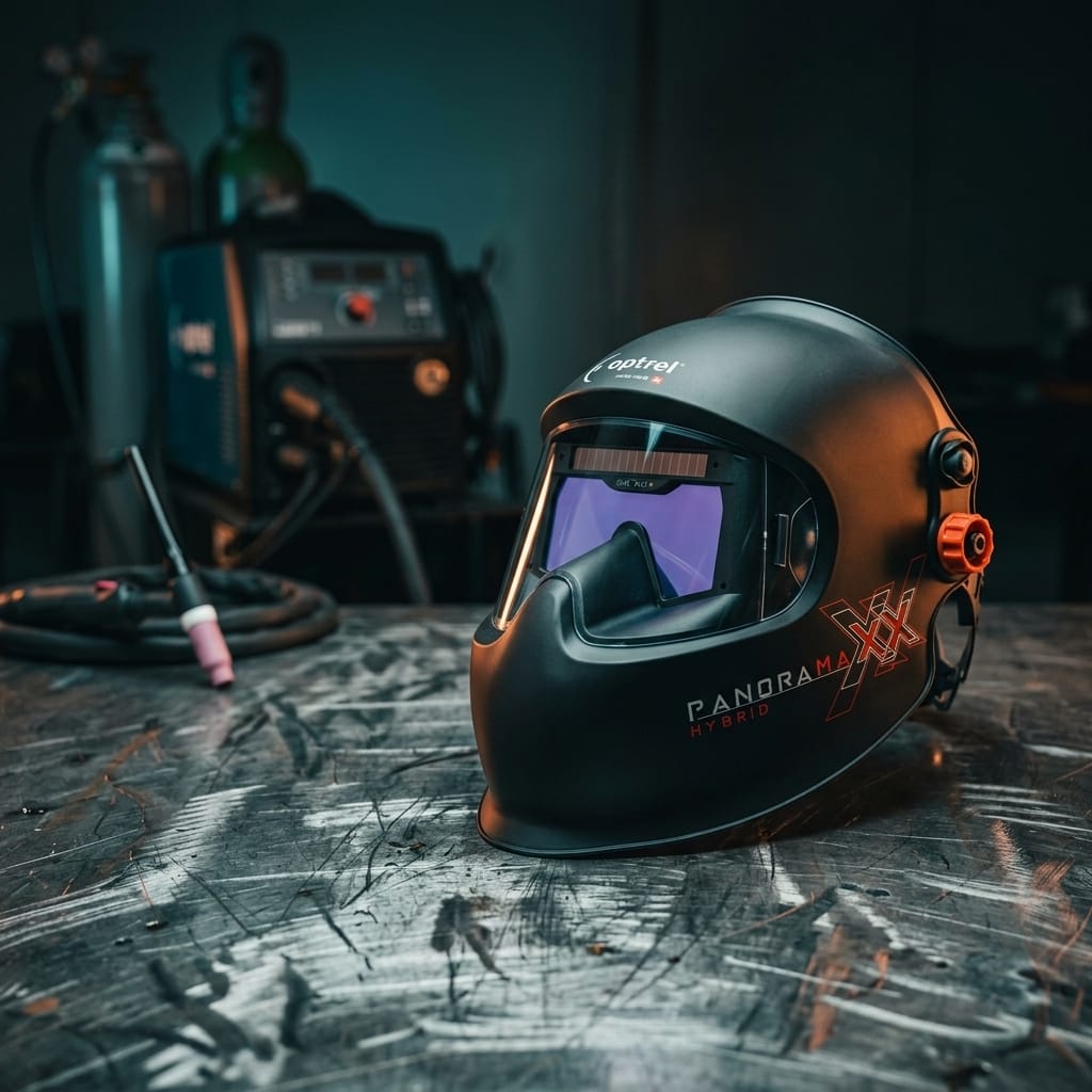 Welding Helmet — Industrial Workbench Lifestyle | Generated by Modelize