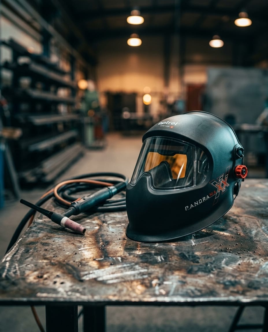 Laser welding helmet — Industrial Workshop Lifestyle | Generated by Modelize