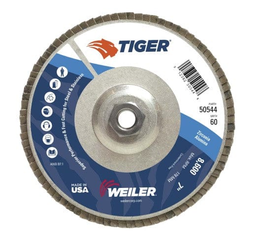 Weiler Abrasives Weiler Tiger Aluminum Back Flap Disc- 7" Type 29 w/Hub 60 Grit 50544
