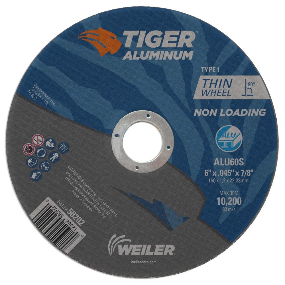 Weiler Abrasives Weiler Tiger Aluminum Cutting Wheel - 6" X .045" Type 1 58202