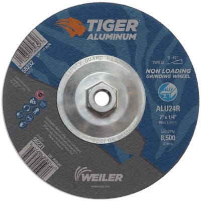 Weiler Abrasives Weiler Tiger Aluminum Grinding Wheel w/Hub - 7" X 1/4" Type 27 58232