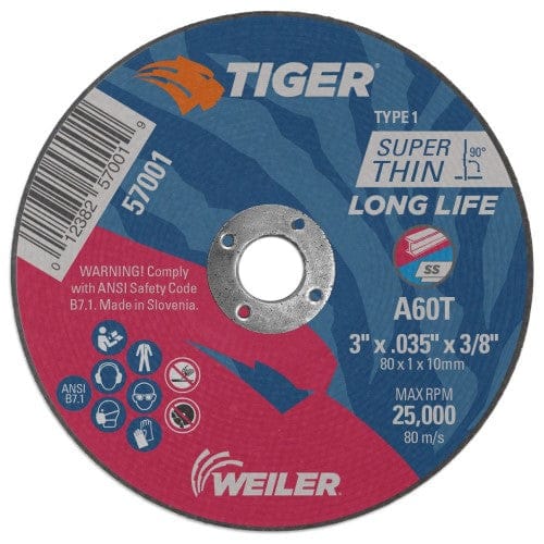 Weiler Abrasives Weiler Tiger AO Cutting Wheel - 3" X .035" Type 1 57001