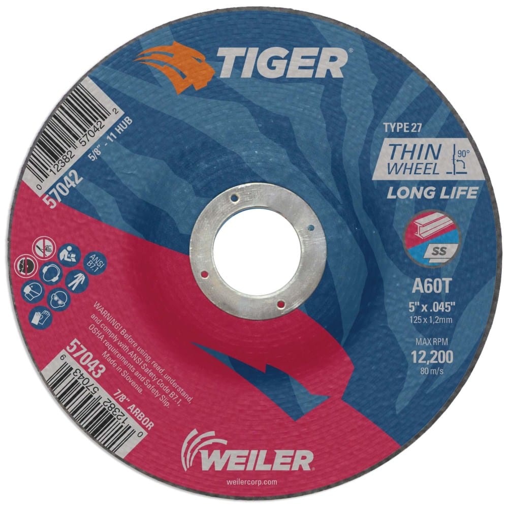Weiler Abrasives Weiler Tiger Cutting Wheel - 5" X .045" Type 27 57043