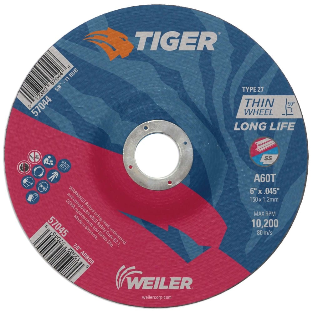 Weiler Abrasives Weiler Tiger Cutting Wheel - 6" X .045" Type 27 57045