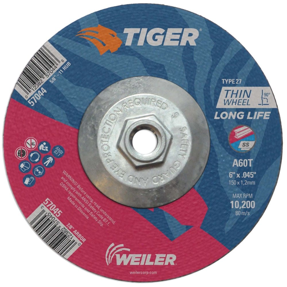 Weiler Abrasives Weiler Tiger Cutting Wheel w/Hub - 6" X .045" Type 27 57044