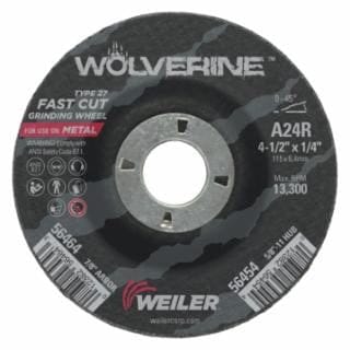 Weiler Abrasives Weiler Wolverine Grinding Wheel - 4 1/2" X 1/4" Type 27 56464