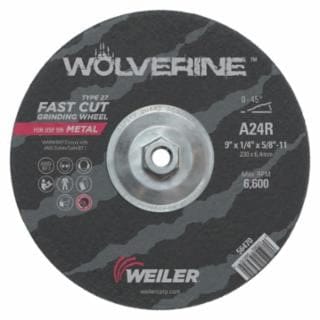 Weiler Abrasives Weiler Wolverine Grinding Wheel w/Hub - 9" X 1/4" Type 27 56470