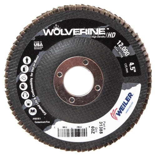 Weiler Abrasives Weiler Wolverine HD Flap Disc - 4 1/2" Type 27 7/8 Arbor 60 Grit 31388
