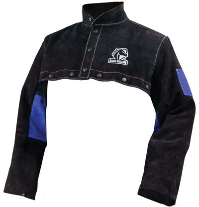 Black Stallion Color Block Leather Cape Sleeves - Split Cowhide JL1021-BB