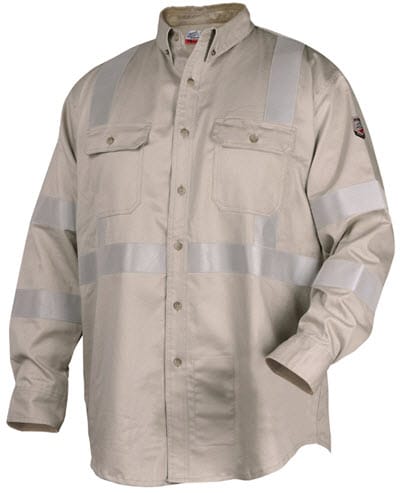 Black Stallion Clothing Black Stallion AR/FR Stone Khaki Work Shirt w/Reflective Tape WF2112-ST