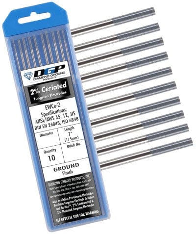 Diamond Ground Filler Metals Diamond Ground 2% Ceriated Tungsten Electrode CE2-5/32