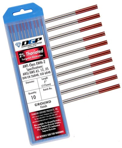 Diamond Ground Filler Metals Diamond Ground 2% Thoriated Tungsten Electrode TH2