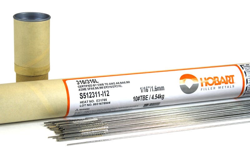 Hobart Filler Metals Hobart ER316L 1/16 Stainless Steel TIG Wire - 10# Tube S512311-I12
