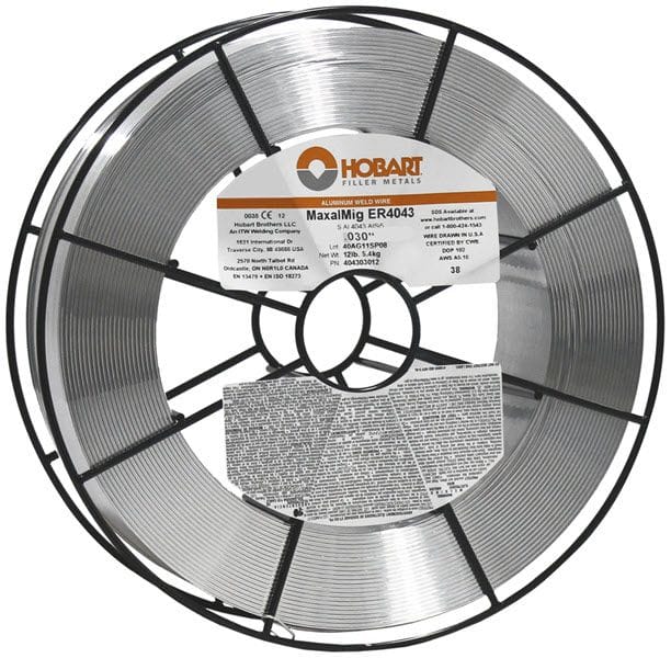 Hobart Filler Metals .030 Hobart ER4043 Aluminum MIG Wire - 12# Wire Basket