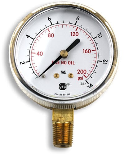 Smith Gas Apparatus Smith Replacement Gauge - 2.5 inch, 0-200 PSIG GA033-07
