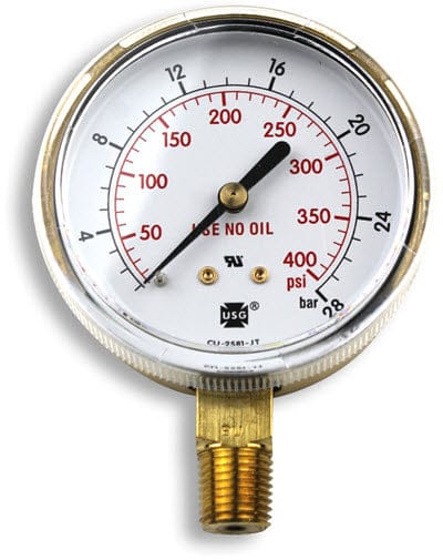 Smith Gas Apparatus Smith Replacement Gauge - 2.5 inch, 0-400 PSIG GA037-07