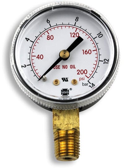 Smith Gas Apparatus Smith Replacement Gauge - 2 inch, 0-200 PSIG GA140-03