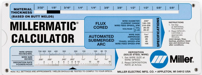 Miller Hand Tools Miller MIG Welding Calculator 086446