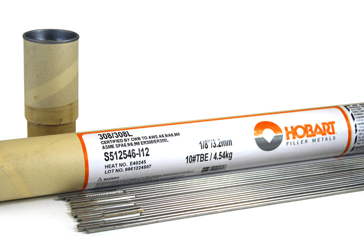 Hobart ER308L 1/8 Stainless Steel TIG Wire - 10# Tube S512546-I12