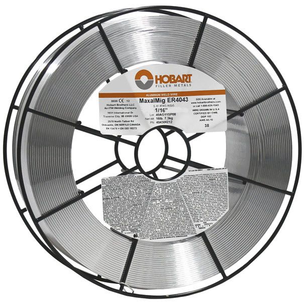 Hobart ER4043 1/16 Aluminum MIG Wire - 16# Wire Basket 404306212