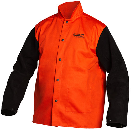 Lincoln Bright FR Cloth Welding Jacket w/ Leather Sleeves K4690