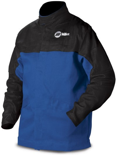 Miller Welding Jacket Size L - INDURA Cotton w/Leather Sleeves 231082