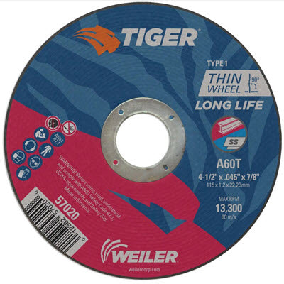 Weiler Tiger Cutting Wheel - 4 1/2" X .045" Type 1 57020