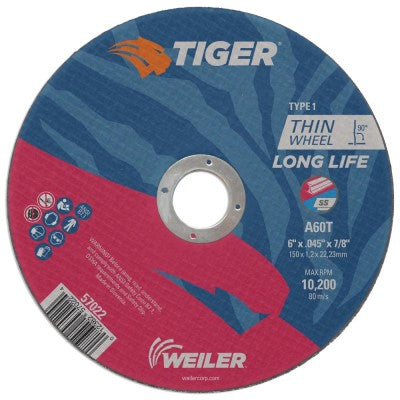 Weiler Tiger Cutting Wheel - 6" X .045" Type 1 57022