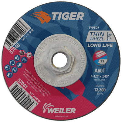 Weiler Tiger Cutting Wheel w/Hub - 4 1/2" X .045" Type 27 57040