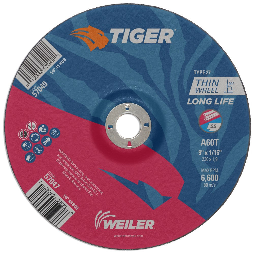 Weiler Tiger Cutting Wheel - 9" X 1/16" Type 27 57047