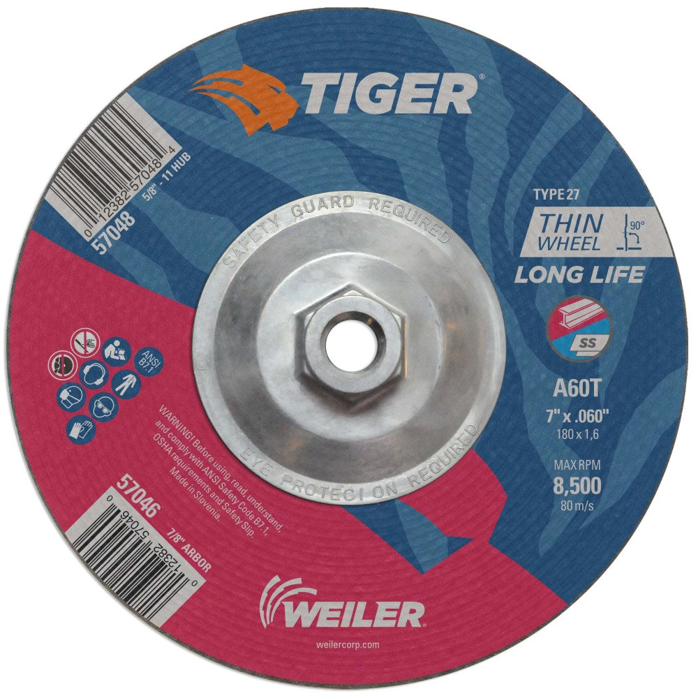 Weiler Tiger Cutting Wheel w/Hub - 7" X .060" Type 27 57048