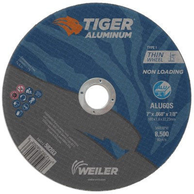 Weiler Tiger Aluminum Cutting Wheel - 7" X .060" Type 1 58203