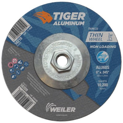 Weiler Tiger Aluminum Cutting Wheel w/Hub - 6" X .045" Type 27 58210