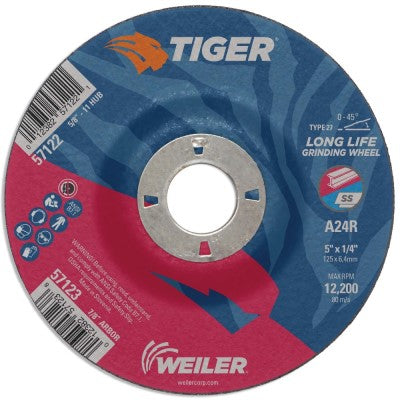 Weiler Tiger Grinding Wheel - 5" X 1/4" Type 27 57123