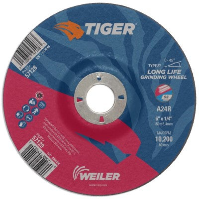 Weiler Tiger Grinding Wheel - 6" X 1/4" Type 27 57129