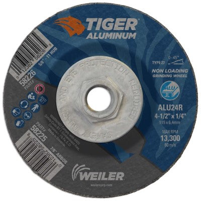 Weiler Tiger Aluminum Grinding Wheel w/Hub - 4 1/2" X 1/4" Type 27 58226
