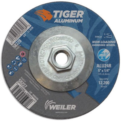 Weiler Tiger Aluminum Grinding Wheel w/Hub - 5" X 1/4" Type 27 58228