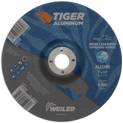 Weiler Tiger Aluminum Grinding Wheel - 7" X 1/4" Type 27 58231