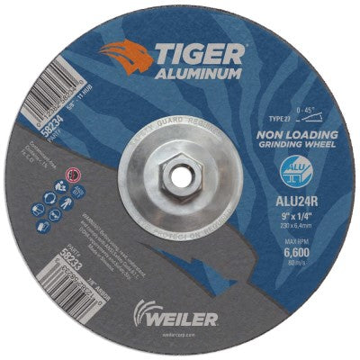 Weiler Tiger Aluminum Grinding Wheel w/Hub - 9" X 1/4" Type 27 58234