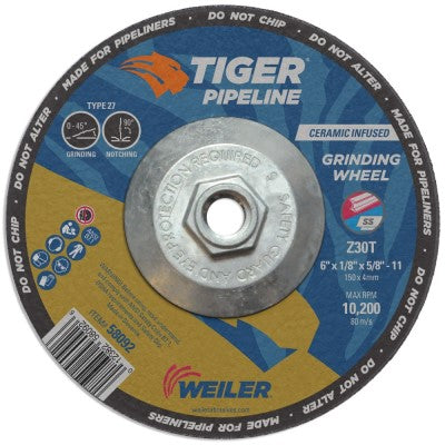 Weiler Tiger Pipeliner Grinding Wheel - 6" X 1/8" Type 27 58092
