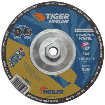 Weiler Tiger Pipeliner Grinding Wheel - 7" X 1/8" Type 27 58094