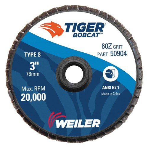 Weiler Tiger Bobcat Mini Flap Disc - 3" Type 29 S Mount 60 Grit 50904