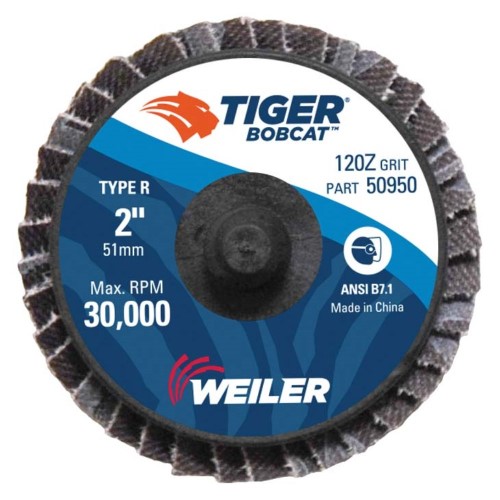 Weiler Tiger Bobcat Mini Flap Disc - 2" Type 29 R Mount 12 Grit 50950
