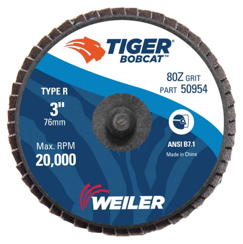Weiler Tiger Bobcat Mini Flap Disc - 3" Type 29 R Mount 80 Grit 50954